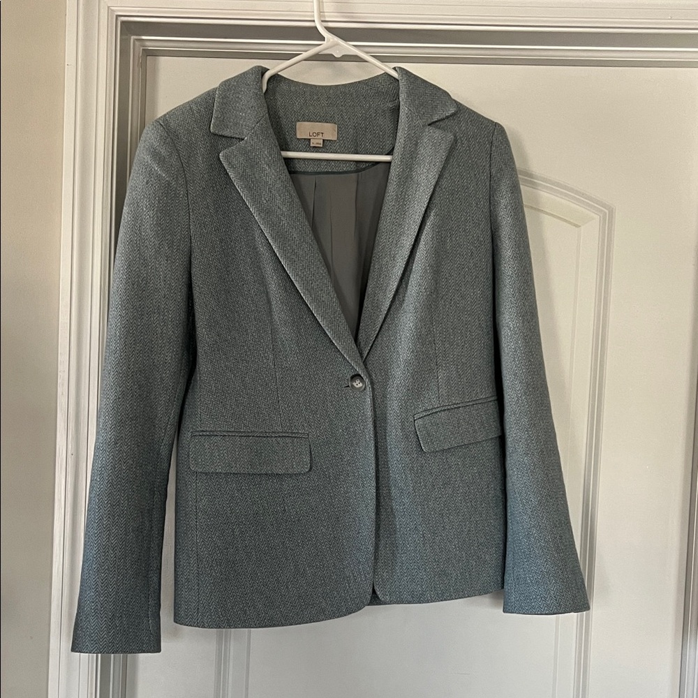 LOFT Light Blue Single-Button Tailored Blazer - image 3